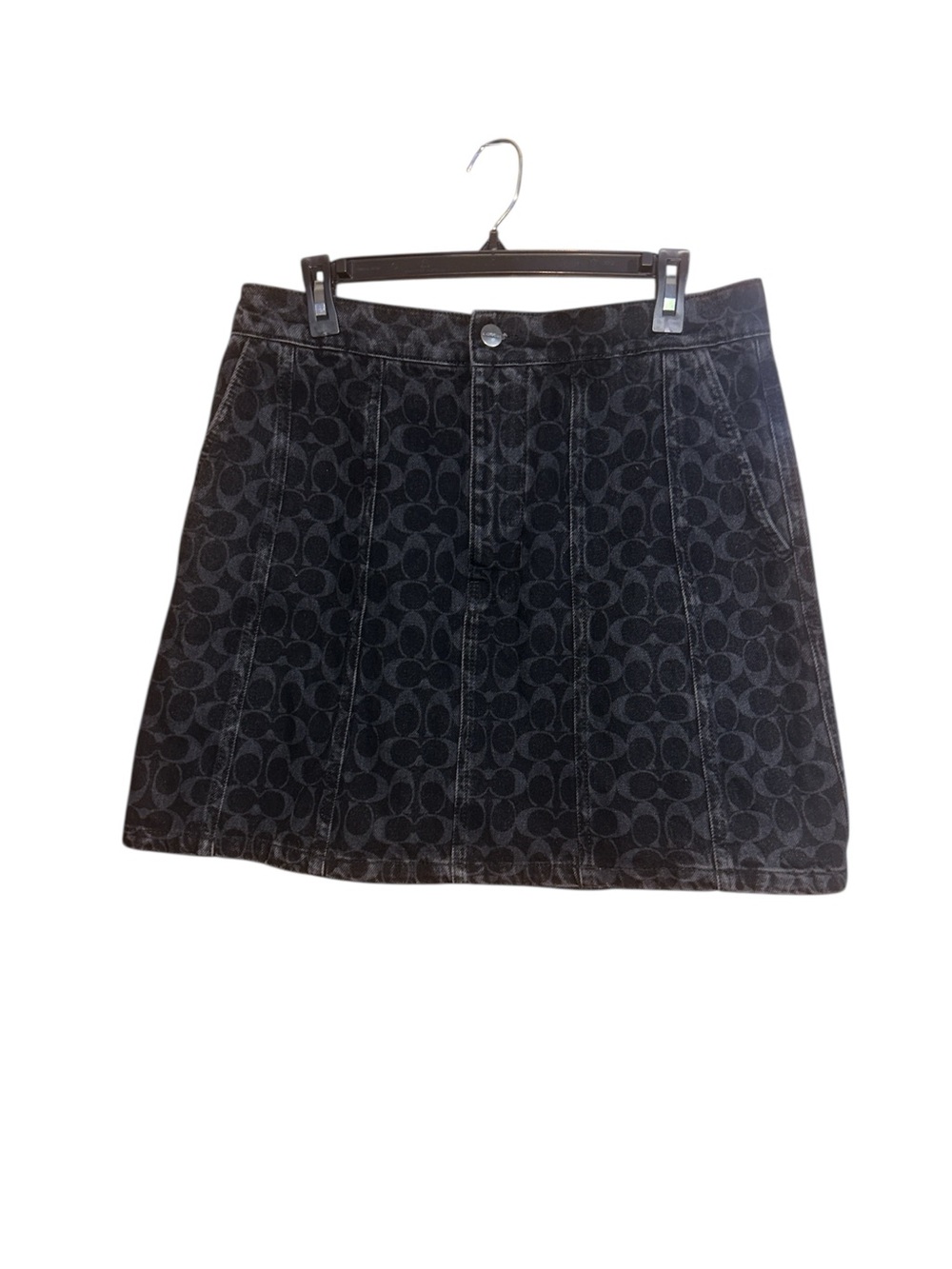 NWOT Coach Black Signature Denim Skirt Size Large